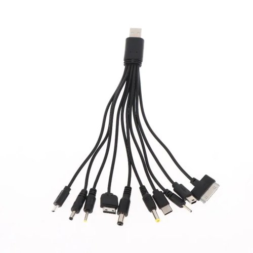 كابل شحن متعدد الاستخدامات 10 في 1، طول 20 سم، مع محول Micro USB و DC للهاتف