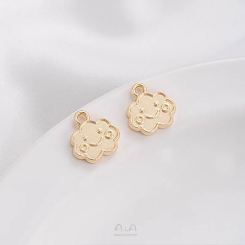Liontin Kucing Keberuntungan Emas 14K untuk Perhiasan DIY