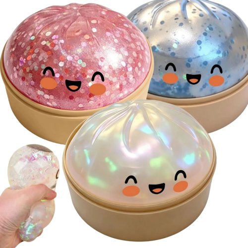Juguete Squishy Premium de Panecillo Relleno – Pelota Antiestrés de Purpurina de Subida Lenta, Juguete Fidget Estirable para Escritorio y Viaje