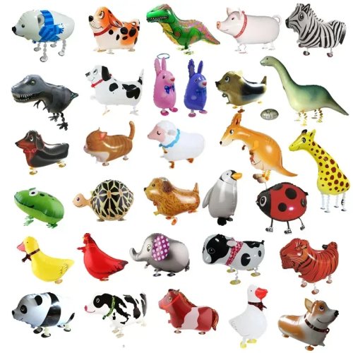 Balões de hélio com animais a andar - Gato, cão, panda, dinossauro, tigre fofos para decoração de aniversário para crianças e adultos