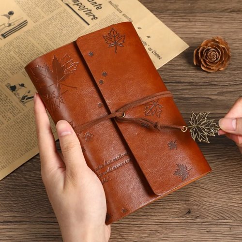 Caderno A6 Kraft Folha de Bordo, Diário de viagem retro com carimbo personalizado, Bloco de notas portátil de folhas soltas