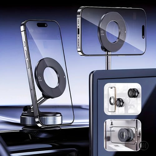 Support de Téléphone pour Voiture Magnétique, Pliable, 360° Ajustable, à Ventouse pour Voiture/Bureau/Salle de Bains