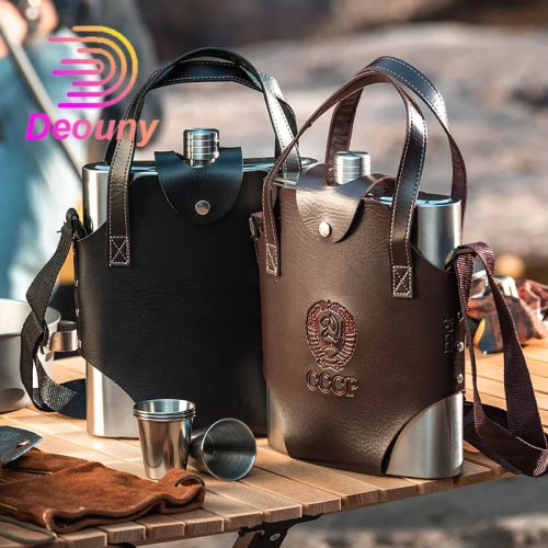 DEOUNY ステンレス製 ヒップフラスク CCCPデザイン 18/32/64/88オンス 屋外・自宅用 携帯大容量メタルワインボトル