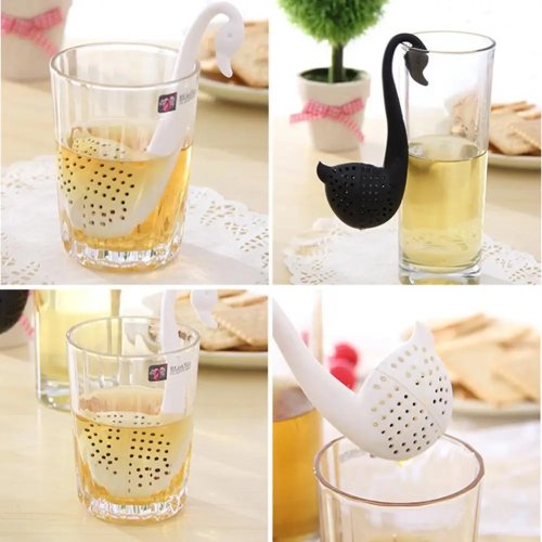 Thee-infuser in zwaanvorm van food-grade siliconen met haak – Duurzaam en veilig theezeefje voor losse thee, keukenaccessoire