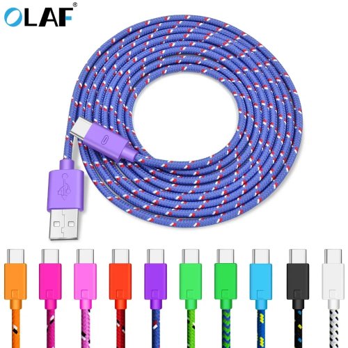 Cáp USB Type C OLAF bện nylon 1M 2M 3M Sạc nhanh đồng bộ dữ liệu cho Samsung S9 S10 Xiaomi Mi9 Mi8 Huawei