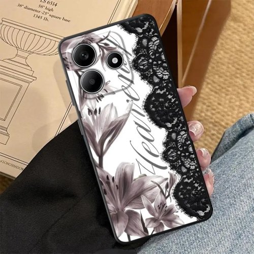 Xiaomi Redmi Note 15 A7 Pro 14C 13 14 Pro Plus 12C 13C 12 11 10 9 8 K40 A4 A2 K80 A5 A1 用レースリリー花柄ケース