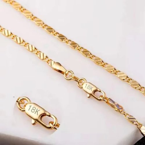 Collar de cadena de oro 18K moderno, 2 mm, 16-30 pulgadas, cadena lateral para hombre y mujer, plata 925