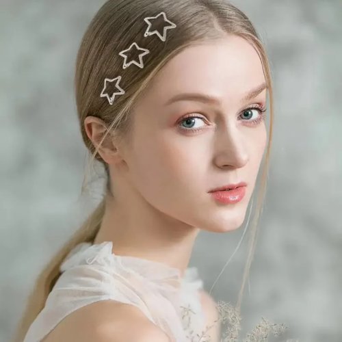 10 Unids. Pinzas de Pelo Estrella Plateadas, Horquillas Huecas de Cinco Puntas, Mini Pasadores para Mujer y Chica, Accesorios de Pelo Streetwear