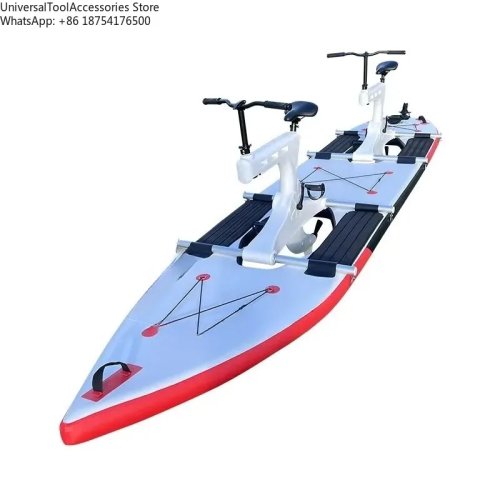 Bicicleta acuática de pedales para 2 personas con pontones hidroala, tabla ancha de carreras, PE+SUP