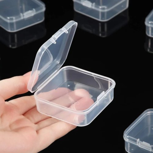 Scatola portagioie in plastica trasparente mini con coperchio a cerniera - piccolo contenitore per gioielli, perline e fai da te