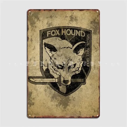 ป้ายโลหะ Metal Gear Solid Foxhound ตกแต่งโรงรถ บาร์ คลับ โปสเตอร์ติดผนัง