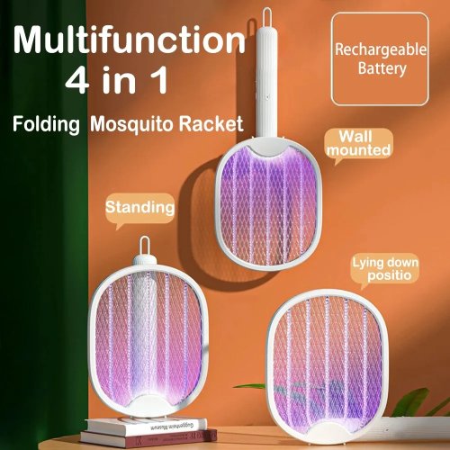 Matamosquitos eléctrico 3000V USB recargable plegable con luz UV