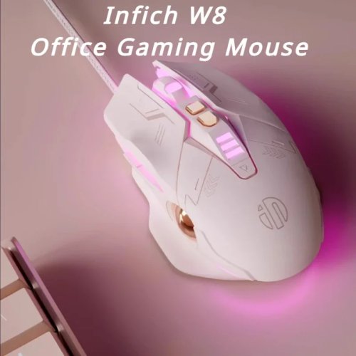 เมาส์เกมมิ่งแบบมีสาย สีขาว Milk Tea ตามหลักสรีรศาสตร์ เงียบ สำหรับ PC และ Notebook