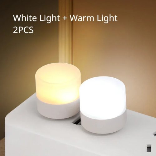 Set 2 Lampu Tidur USB, Lampu Samping Tempat Tidur Portabel, Lampu Hemat Energi Mini, Lampu Tidur Ramah Mata