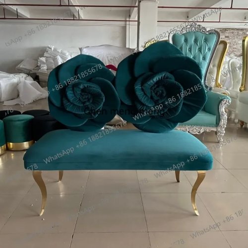 โซฟา NQ52 เหล็กกล้าไร้สนิมสีชมพูสำหรับงานแต่งงาน - โซฟาคู่สำหรับเจ้าบ่าวและเจ้าสาวพร้อมพนักพิง สำหรับโรงแรม หลายสี