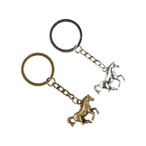 Porte-clés pendentif cheval argenté - Porte-clés métal vintage avec pendentif cheval