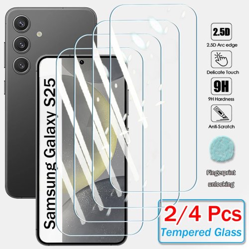 Película de Vidro Temperado para Ecrã Samsung Galaxy S26/S25/S24/S23/S22 Ultra/Plus/FE, Transparente, 2/4 Unidades