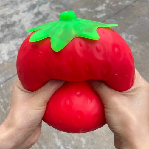 Squishy Fragola Super Jumbo - Giocattolo Antistress a Lenta Risalita, Anti-Ansia per Adulti e Amici