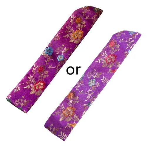 Vintage Chinese waaier hoes tas met bloemenborduurwerk - stofvrij beschermhoes voor opvouwbare handwaaier