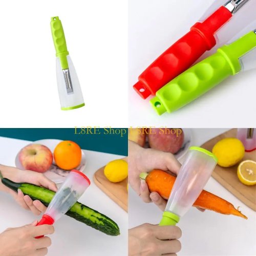 Handheld Fruit Peeler with Built-in Scrap Bin, Easy Clean, Plastic