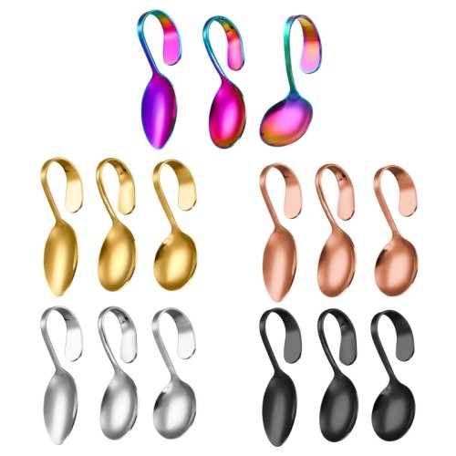 R9UF Unusual Curved Spoon, Rustproof Metal Spoon for Professional Chefs and Home Use