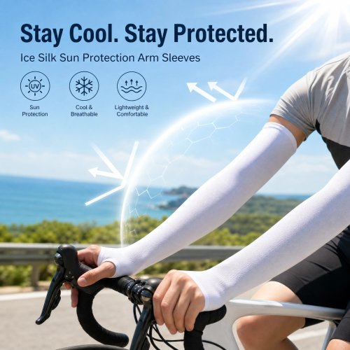 Mangas de proteção solar de seda de gelo – Material de nylon, SPF 50+, alta respirabilidade, bloqueio UV 99%+ para ciclismo e desporto
