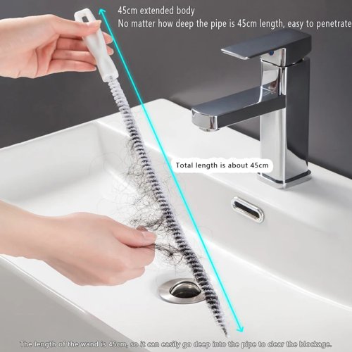Desatascador 45/60cm Gancho para Limpiar Tuberías de Tarja, Lavabo, Inodoro – Anti Obstrucciones