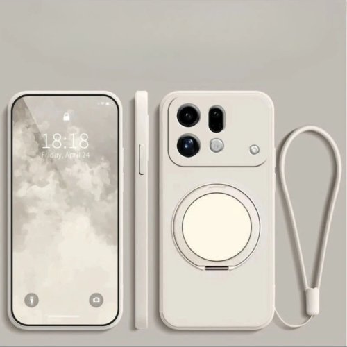 Магнитный чехол с ремешком для OPPO Find X9s Pro, жидкий силикон, ударопрочный с вращающимся держателем