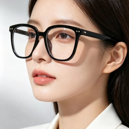 Kacamata Anti Blue Light Persegi, Unisex, Bingkai PC dengan Rivet Metal, Lensa Bening, untuk Kantor dan Belajar