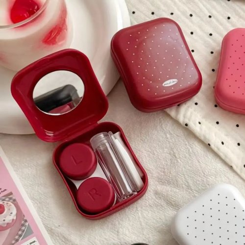 Étui à lentilles de contact aux couleurs bonbon, mignon et portable, avec pincette et ventouse, kit de voyage