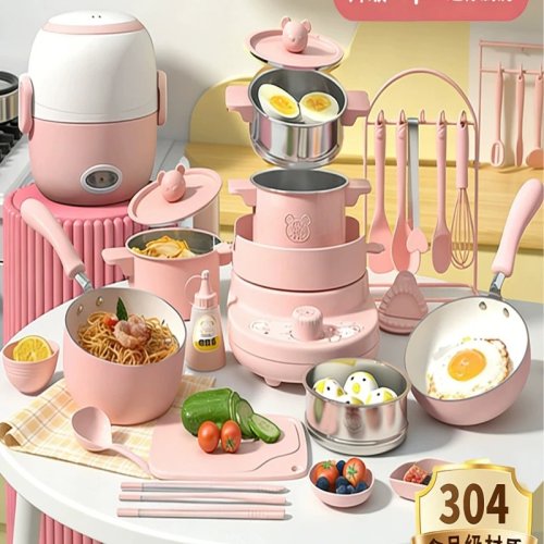 Set de cocina mini para niñas – no tóxico, apagado automático por calor, juguete de cocina real, regalo
