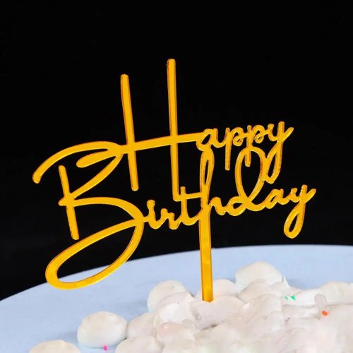 توبر كيك عيد ميلاد بأحرف أكريليك - علم حلويات لتزيين الطرف