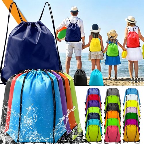Tas Gym Lipat Anti Air dengan Tali Serut - 2/6/10 Pcs untuk Fitness, Hiking, Camping, Renang