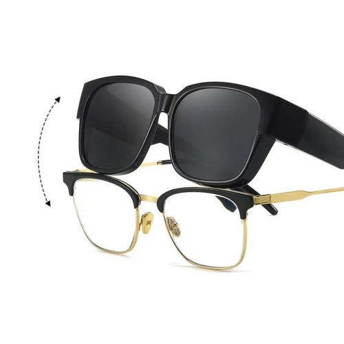Óculos de sol polarizados de estilo vintage para homem e mulher, que podem ser usados por cima de óculos graduados, para conduzir e pescar