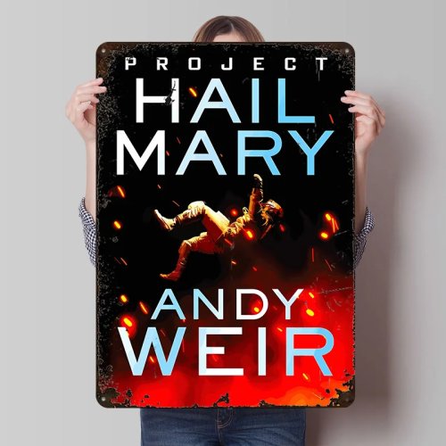 Custom Vintage Metal Sign - Project Hail Mary Book Cover Tinplate Wall Art - Retro Tin Plaque for Home Room Decoration