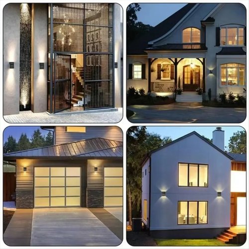 4 قطع مصباح LED بالطاقة الشمسية للجدار الخارجي، مقاوم للماء، إضاءة للأعلى والأسفل، ديكور للحديقة والدرج والسياج
