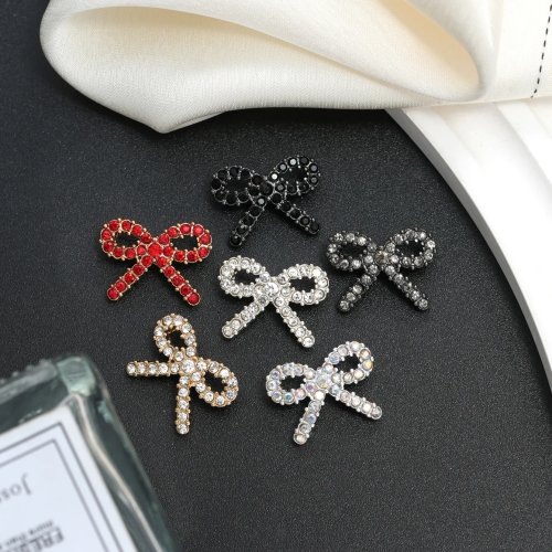 15Pcs 18/22mm Bow Tie Rhinestone Metal Buttons for DIY Crafts, Sweaters, Coats, Shoes, Hats, Bags