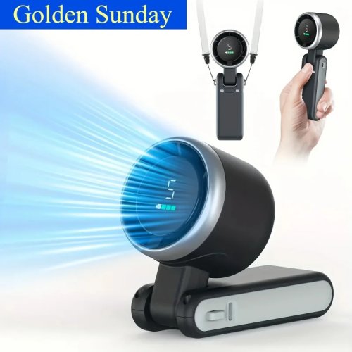 Portable Travel Mini Fan 3-in-1, 5 Speeds, 3600mAh Rechargeable Battery, USB Charging