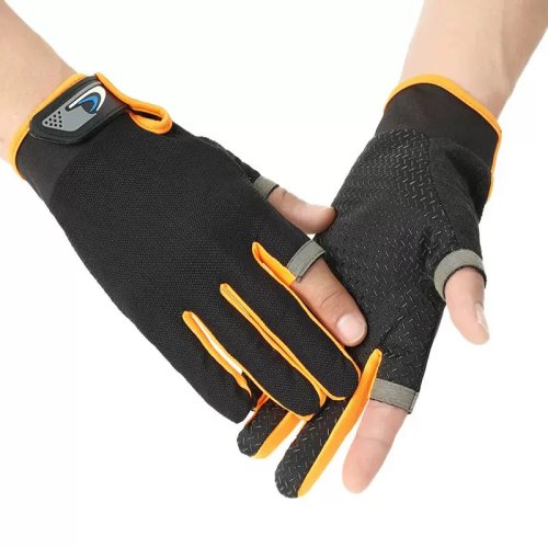 Guantes de pesca de dos dedos para hombre y mujer, compatibles con pantalla táctil, antideslizantes, transpirables, protección solar, para ciclismo y entrenamiento