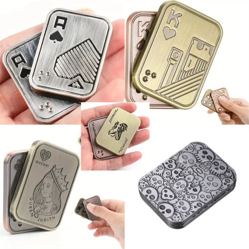 Metalowa zabawka Fidget - Suwak do kart pokera na stres, moneta haptyczna, zabawka biurkowa prezent