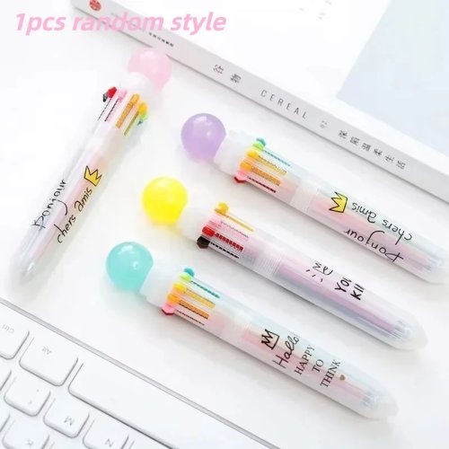 2026 Baru 10 Pulpen Ballpoint Mewah Multi Warna Alat Tulis Imut untuk Anak Pelajar Kantor Sekolah