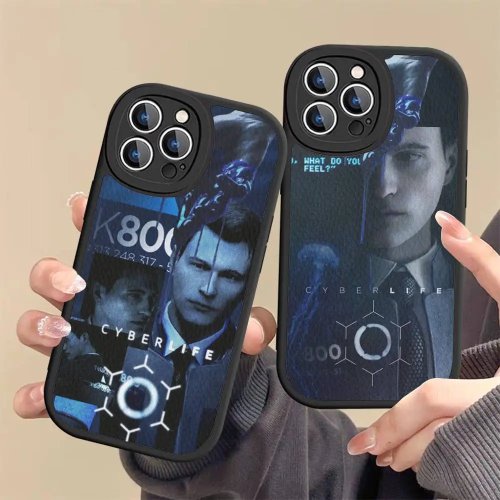 Casing Soft Leather Detroit: Become Human untuk iPhone 16/15/14/13/12/11 Pro Max/Plus
