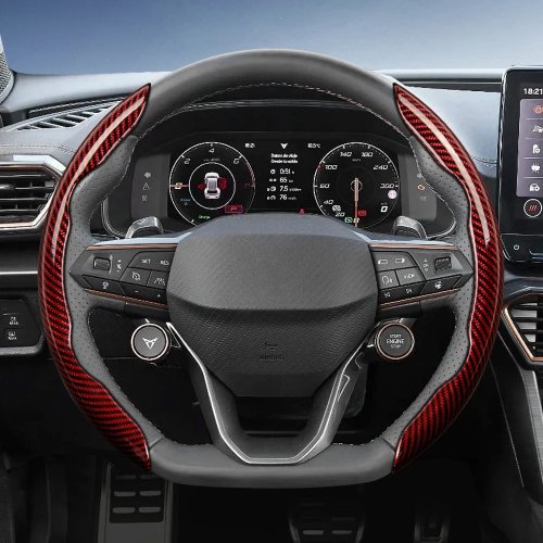 Capa para Volante com Textura de Fibra de Carbono Holográfica Laser Segmentada para Cupra Formentor Leon Born Ateca, Tuning Interior do Automóvel