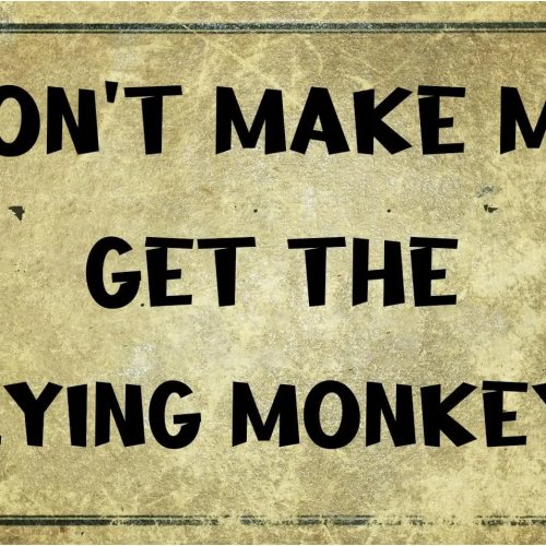 ビンテージメタルサイン『Don't Make Me Get My Flying Monkeys』 - 室内・屋外用レトロなファームハウスデコ、クリスマスギフト