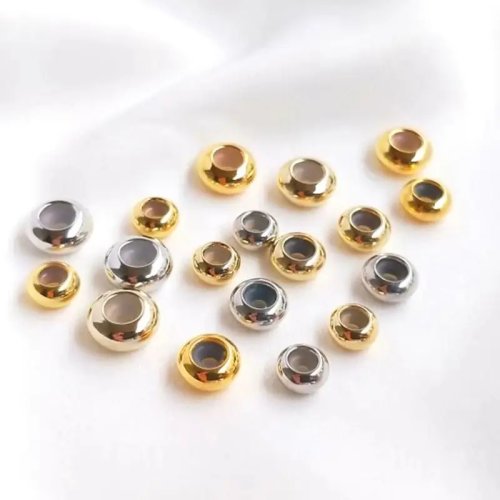1 Pièce Perle Plate en Silicone Couleur Or 14K, Perle d'Espacement DIY pour Bijoux