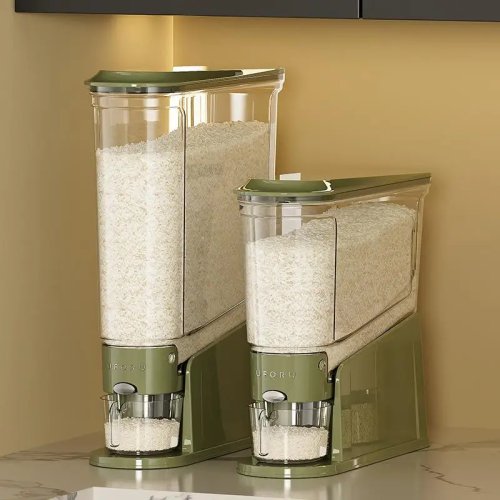 Tempat Beras 10kg Anti Udara, Ramping, Hemat Tempat, Bebas BPA, Kotak Makanan Kering, Ember Kedap Udara untuk Dapur