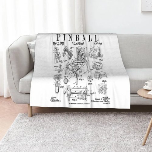 Manta de sillón suave de sherpa con diseño vintage de máquina de pinball - abrigadora para invierno