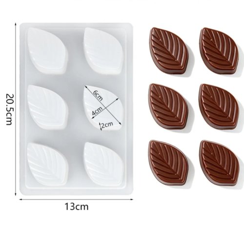Leaf Shape Chocolate Mold for Pudding, Jelly, Desserts, Baking, Candy, Ice Cubes - PP Plastic 20.5x13cm Space-Saving