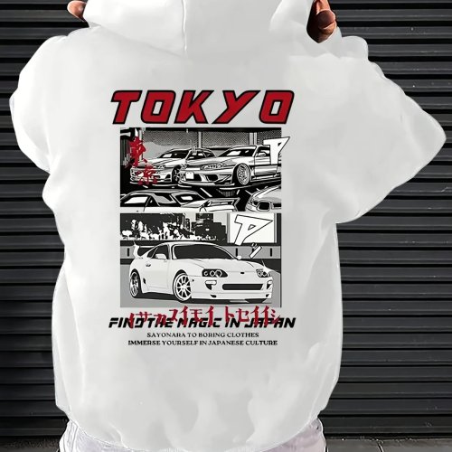 日本風 車柄 プリント メンズ 秋冬 ストリートファッション フード付きスウェット ヒップホップ