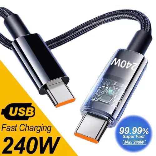 240W USB C to USB C ケーブル 急速充電 ナイロン編み込み Type-C データコード Samsung Huawei Mi ノートパソコン対応